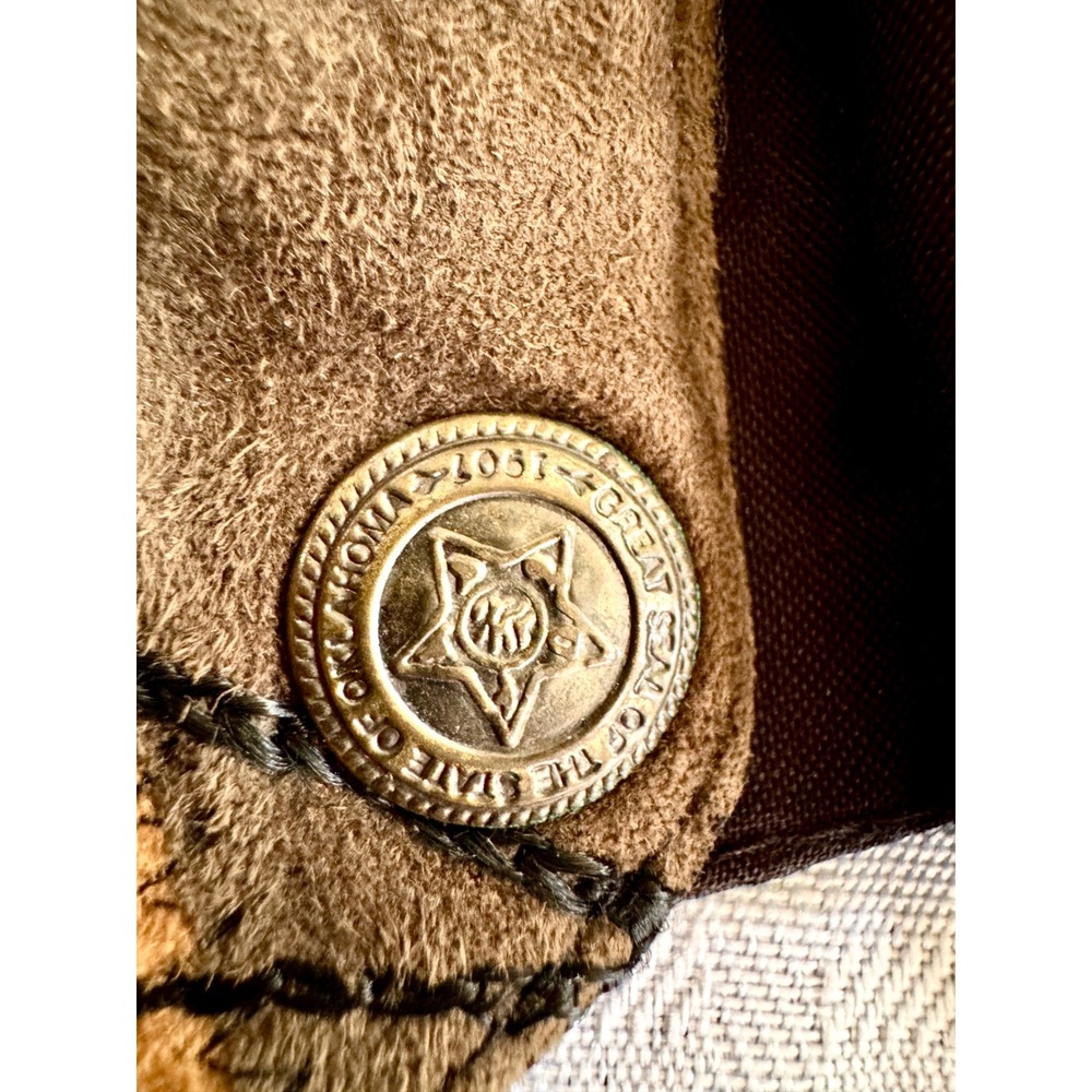 AJNY Vintage Patchwork Leather Boho Vest Med Floral Suede Earth Tone 90s Retro - Picture 6 of 14